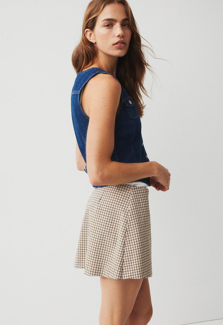 H&M - Wrap skort - beige checked