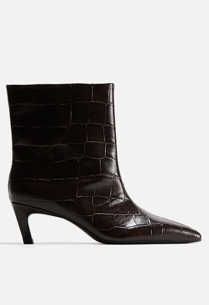 H&M - Heeled ankle boots - dark brown/crocodile pattern