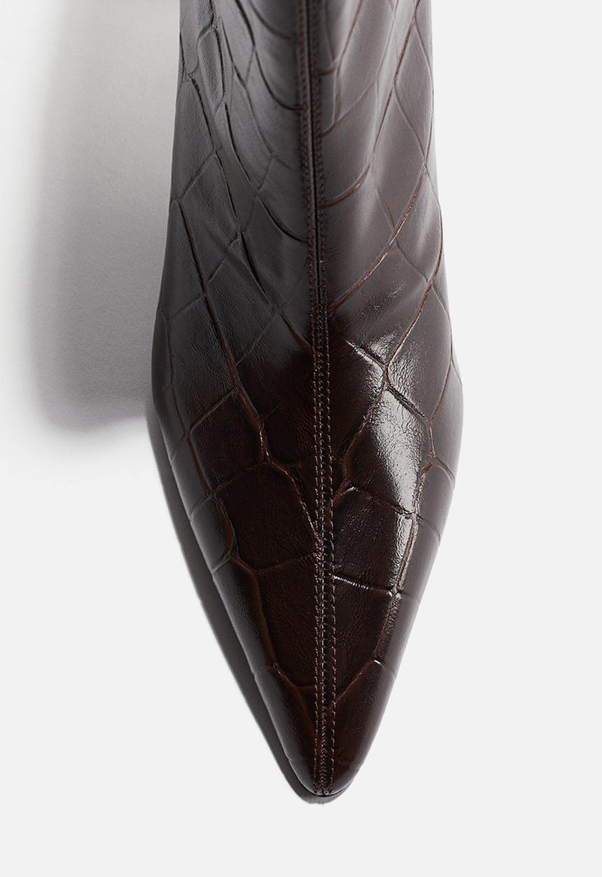 H&M - Heeled ankle boots - dark brown/crocodile pattern