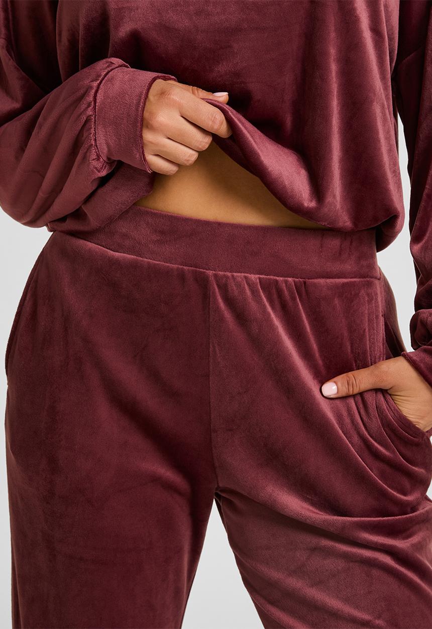 Hunkemoller - Pj ls velours - red mahogany