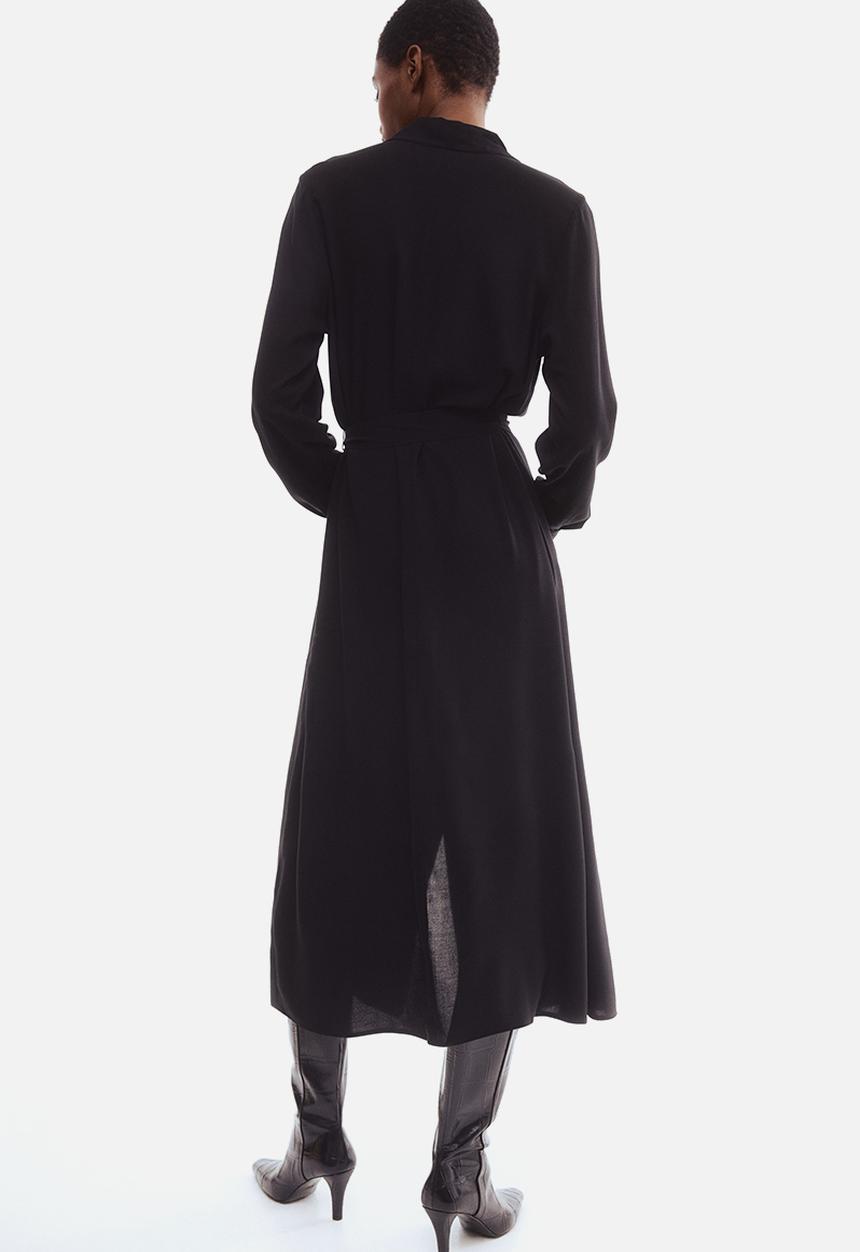 H&M - Tie-belt shirt dress - black