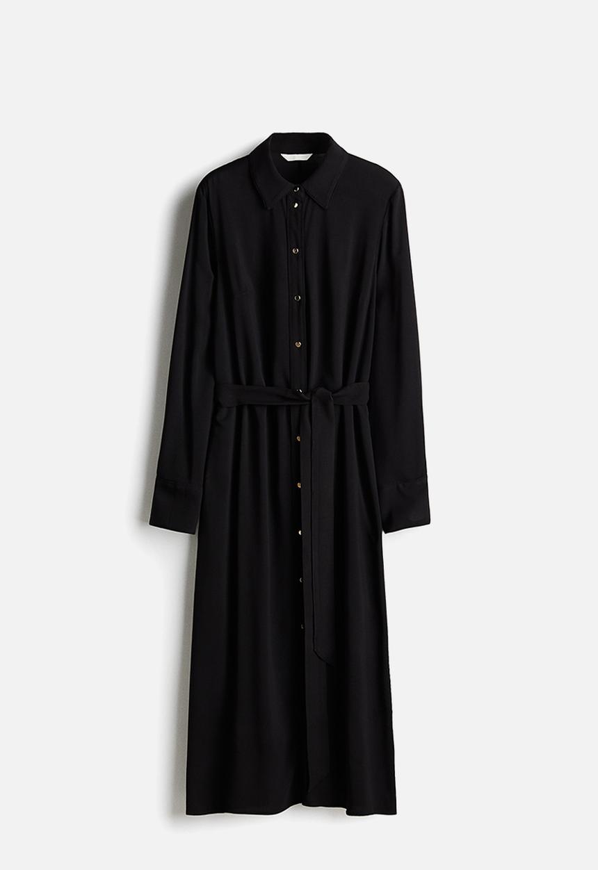 H&M - Tie-belt shirt dress - black