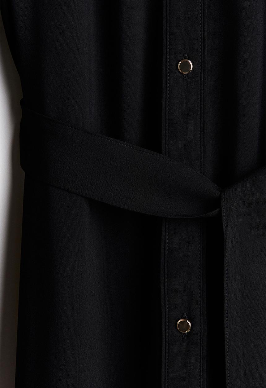 H&M - Tie-belt shirt dress - black