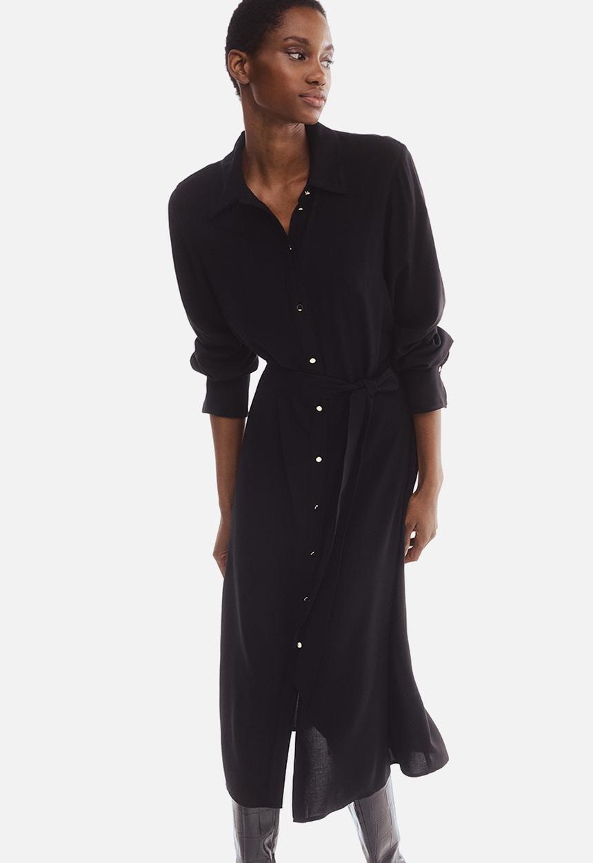 H&M - Tie-belt shirt dress - black