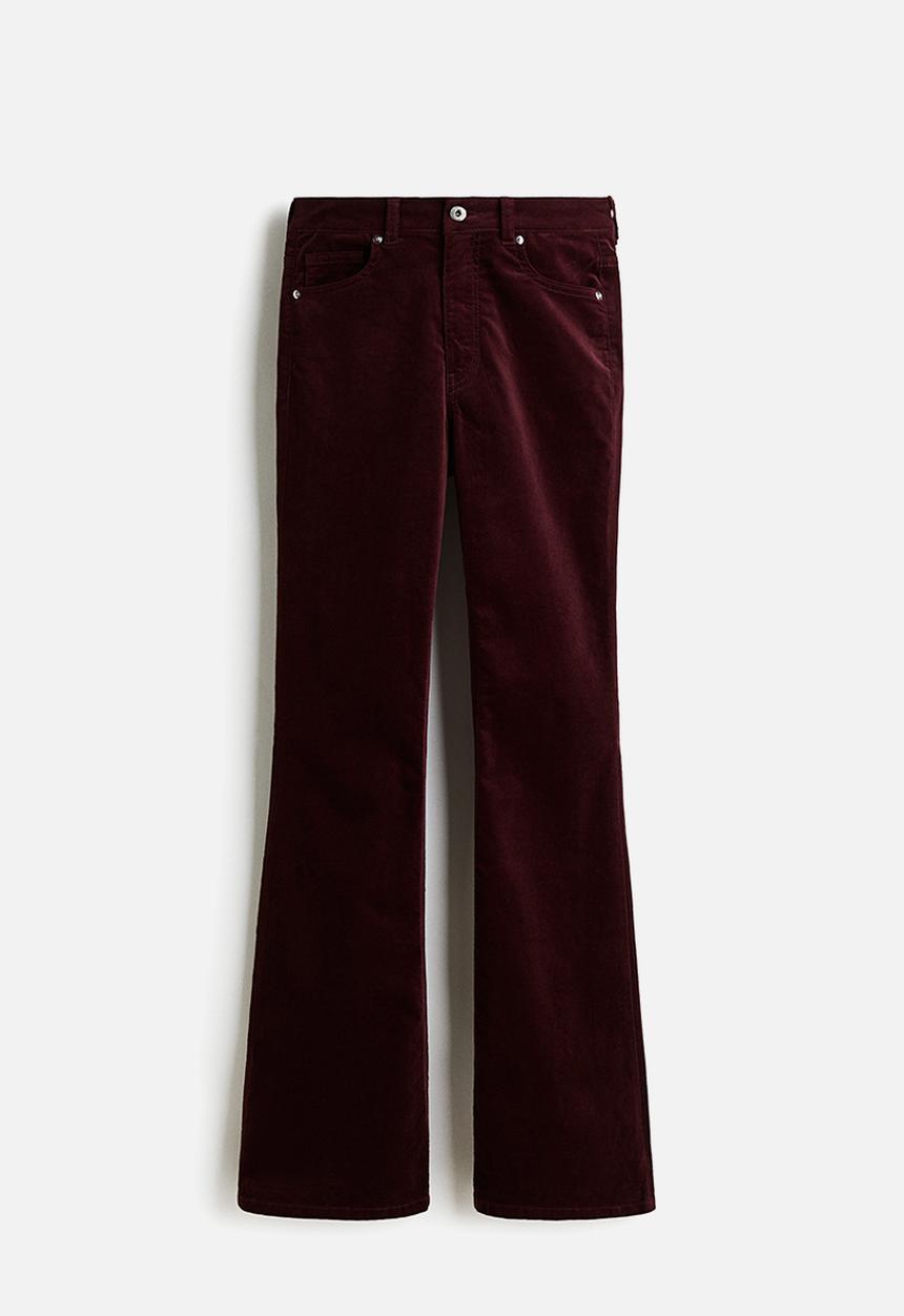 H&M - Flared corduroy trousers - burgundy 