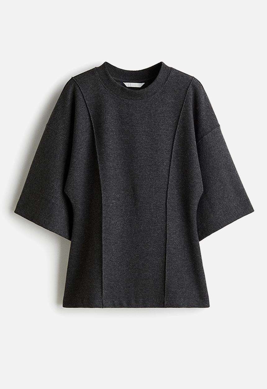 H&M - Loose-fit fine-knit top - dark grey marl 