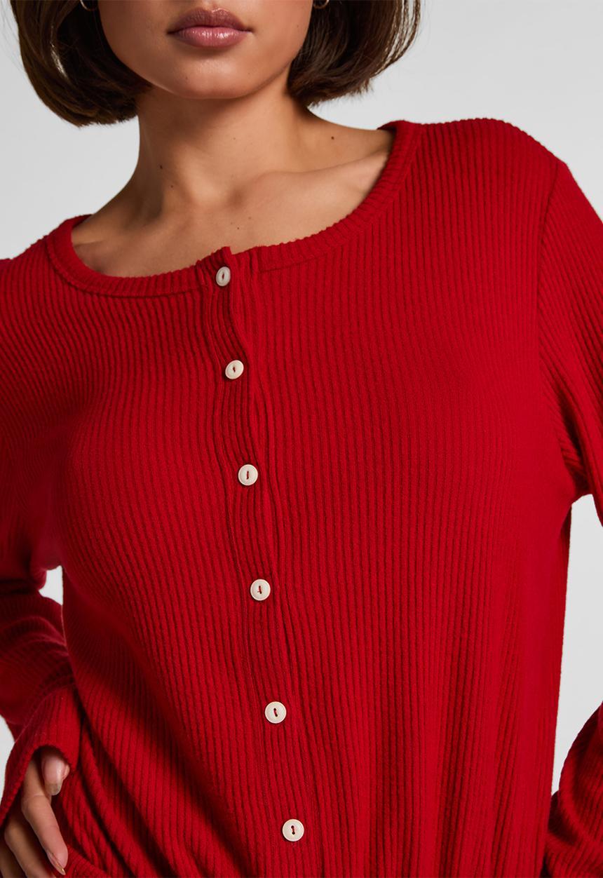 Hunkemoller - Onesie short jersey rib - savvy red