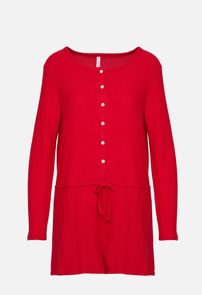 Hunkemoller - Onesie short jersey rib - savvy red