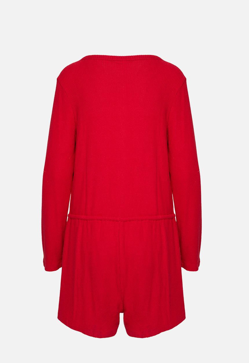 Hunkemoller - Onesie short jersey rib - savvy red