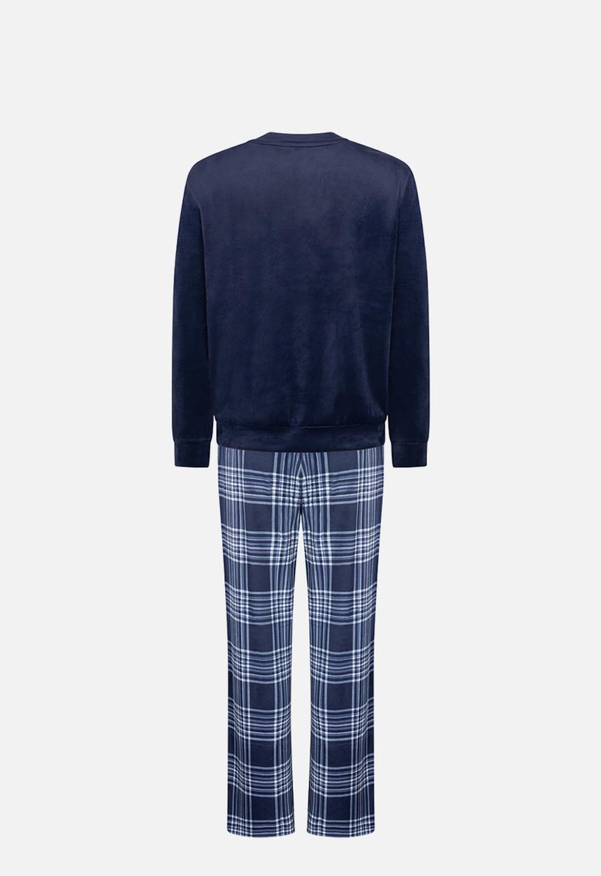 Hunkemoller - Pj ls velours check - maritime blue