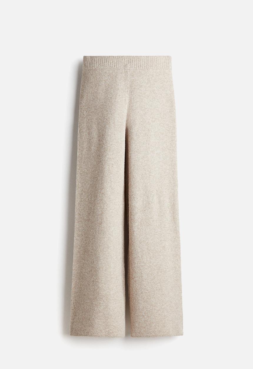 H&M - Knitted trousers -  light beige