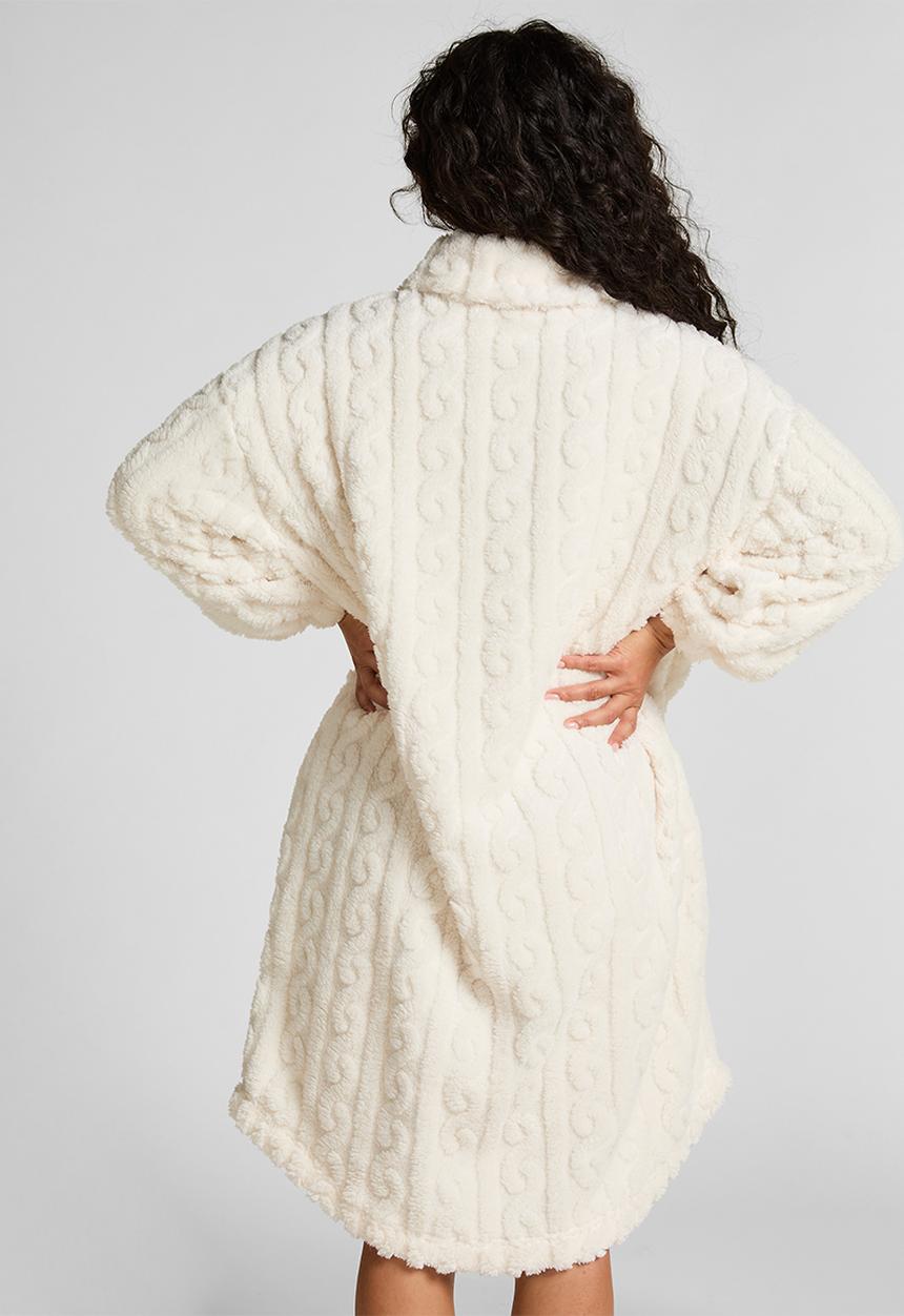 Hunkemoller - Poncho cable fleece - gardenia
