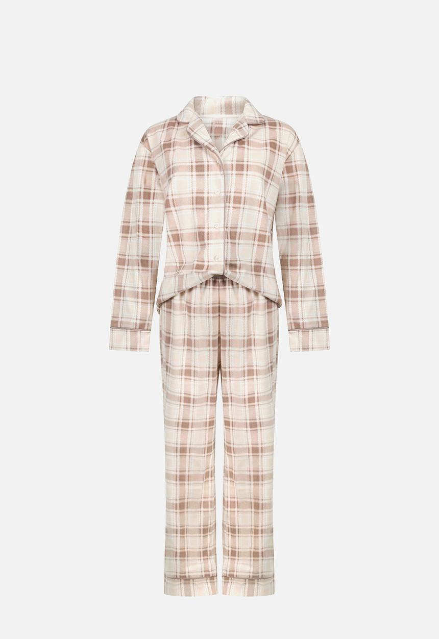 Hunkemoller - Pj ls polar fleece check - whitecap gray