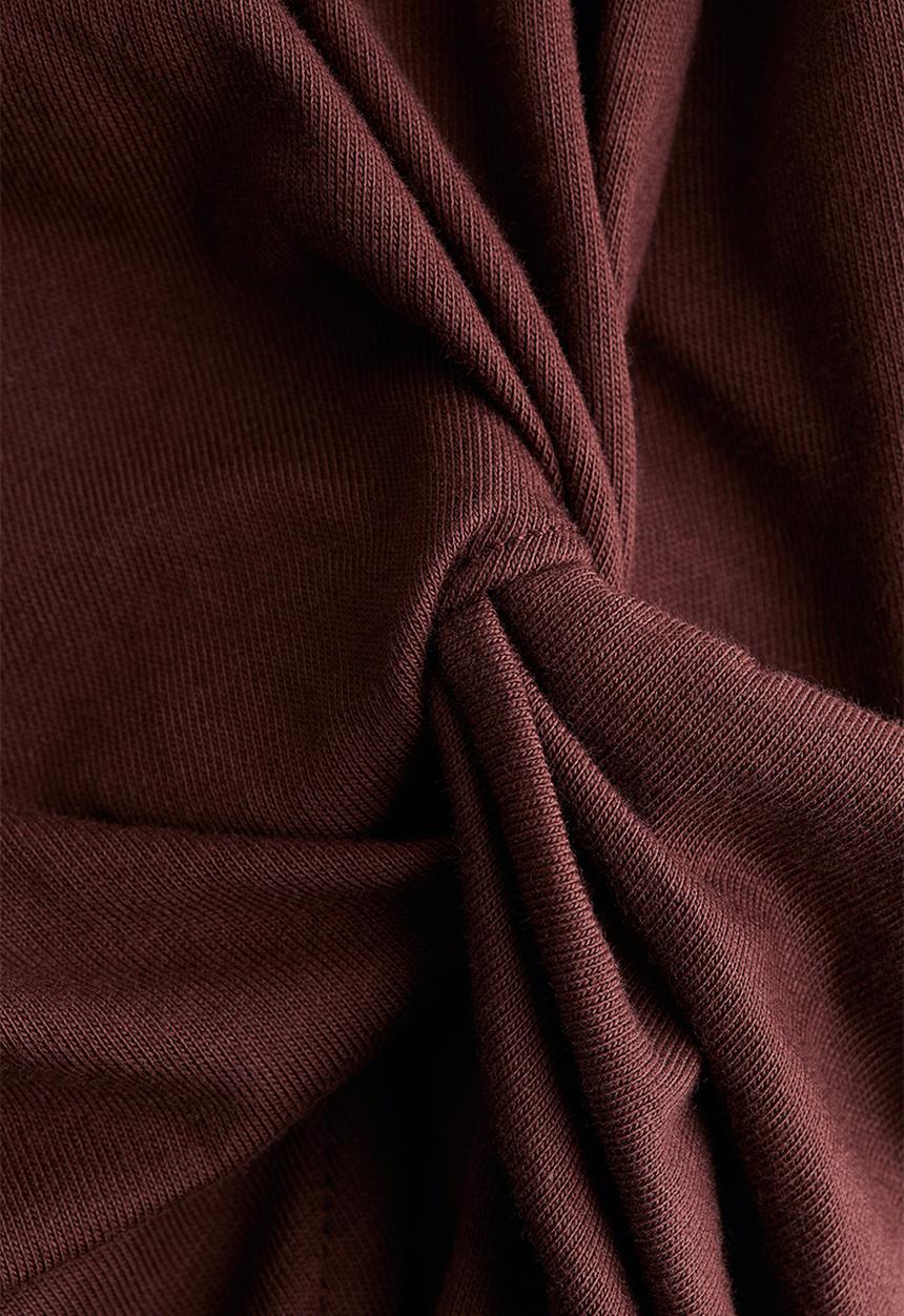 H&M - Twist-detail t-shirt - dark rust brown