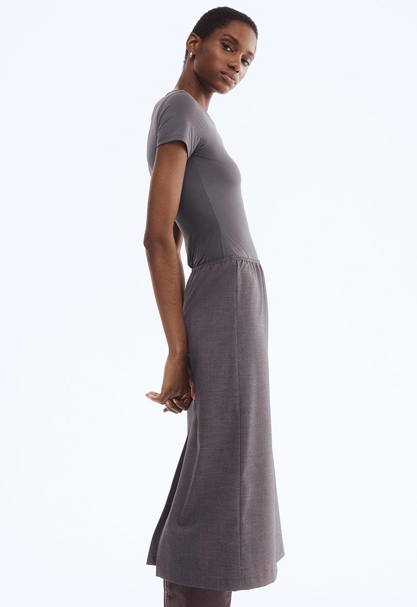 H&M - Short-sleeved microfibre body - dark grey