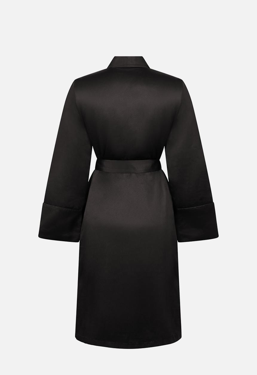 Hunkemoller - Robe long satin fleece - black