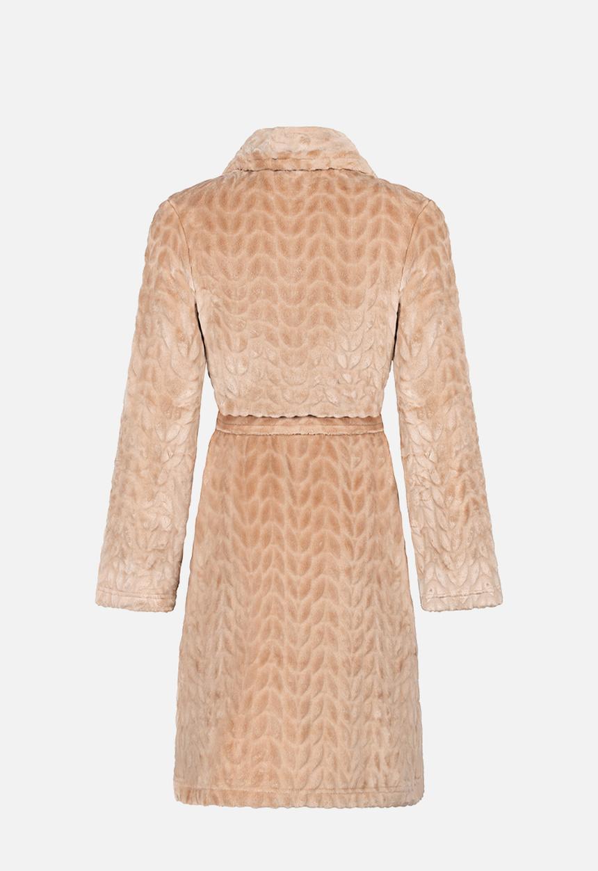 Hunkemoller - Robe short flannel emb cable - beige