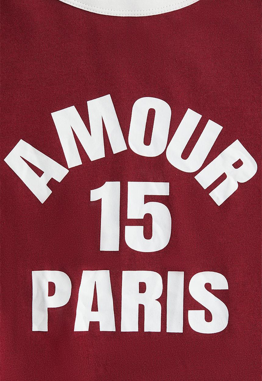 H&M - Fitted cotton t-shirt - dark red/amour 