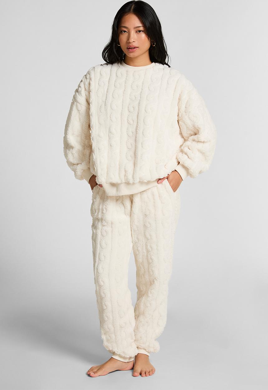 Hunkemoller - Top long sleeve cable fleece - gardenia