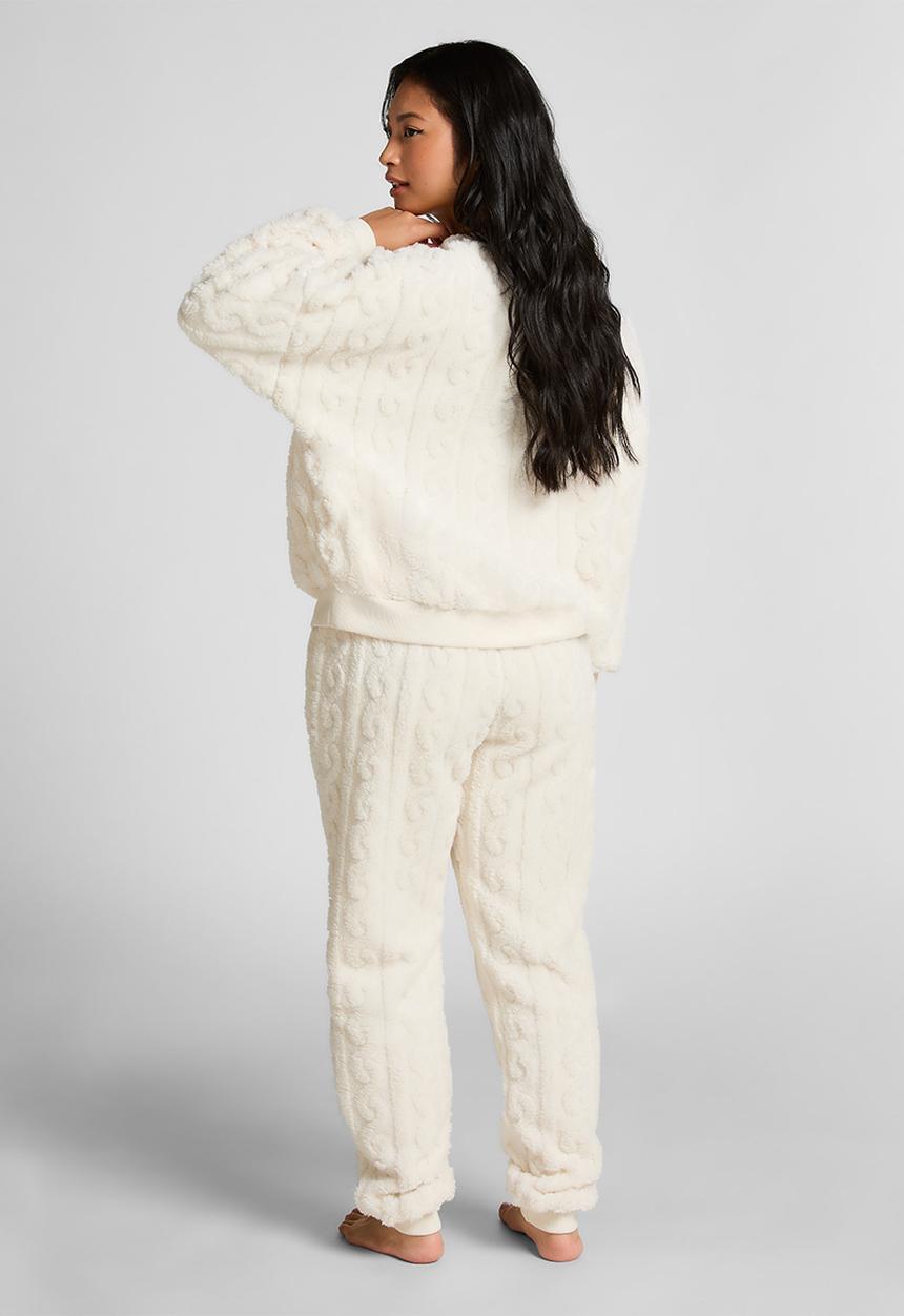Hunkemoller - Top long sleeve cable fleece - gardenia