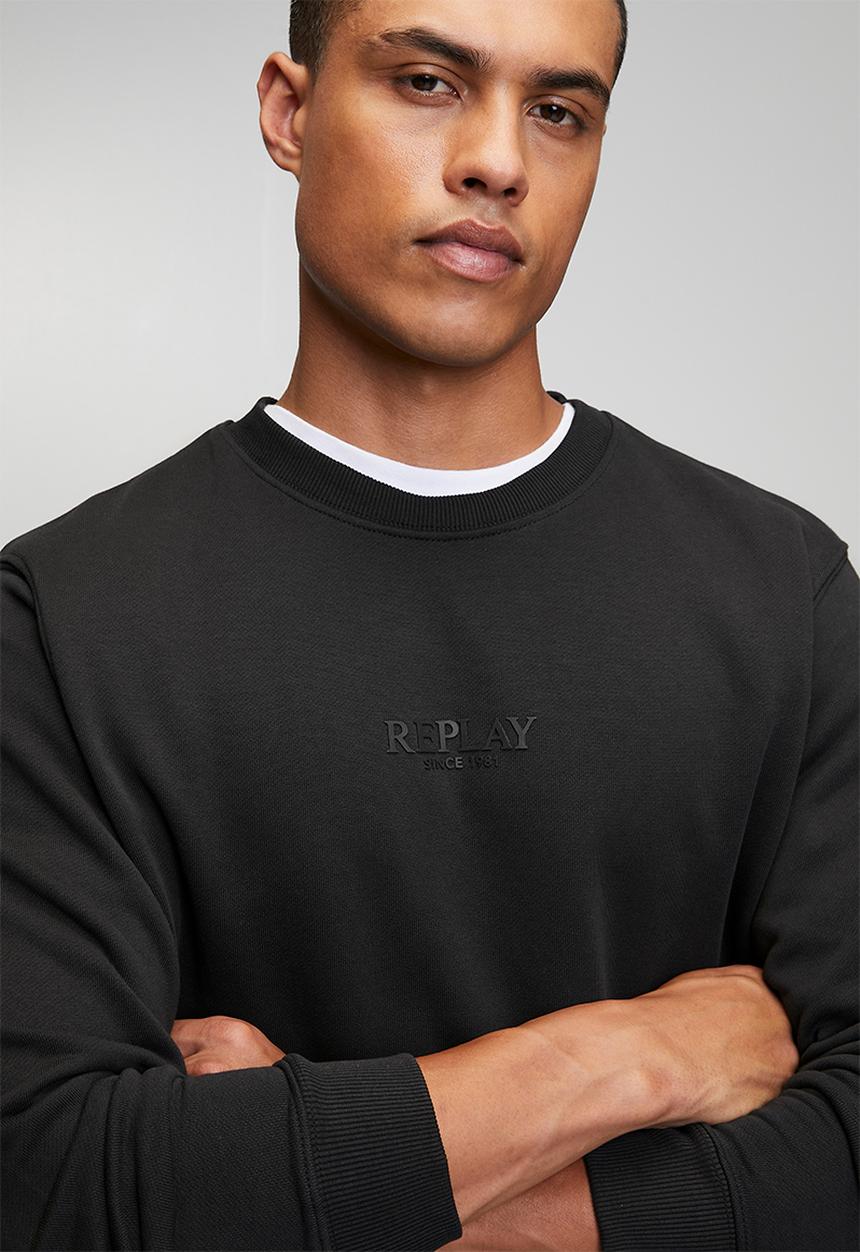 Replay - Cotton Terry Fleece Pull Over - Black