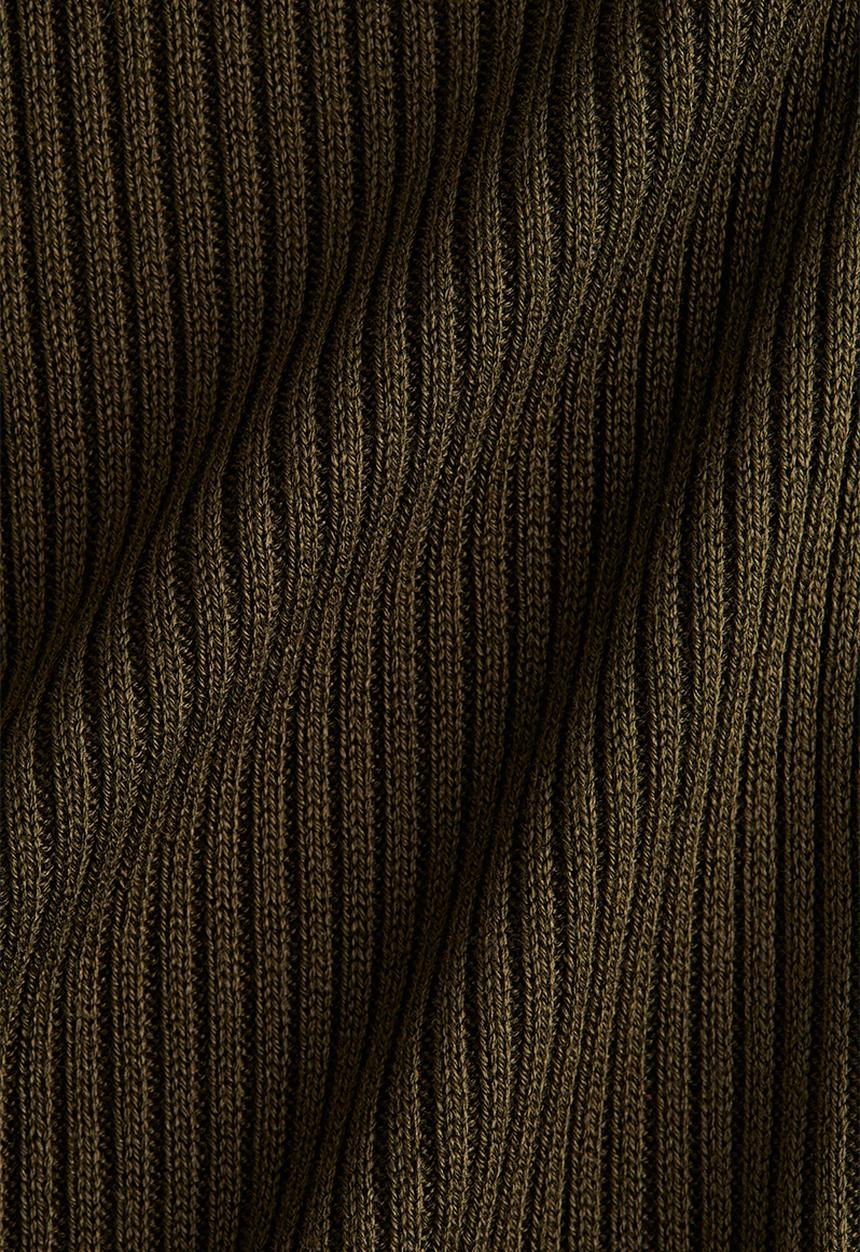H&M - Rib-knit zip-top top - dark khaki green