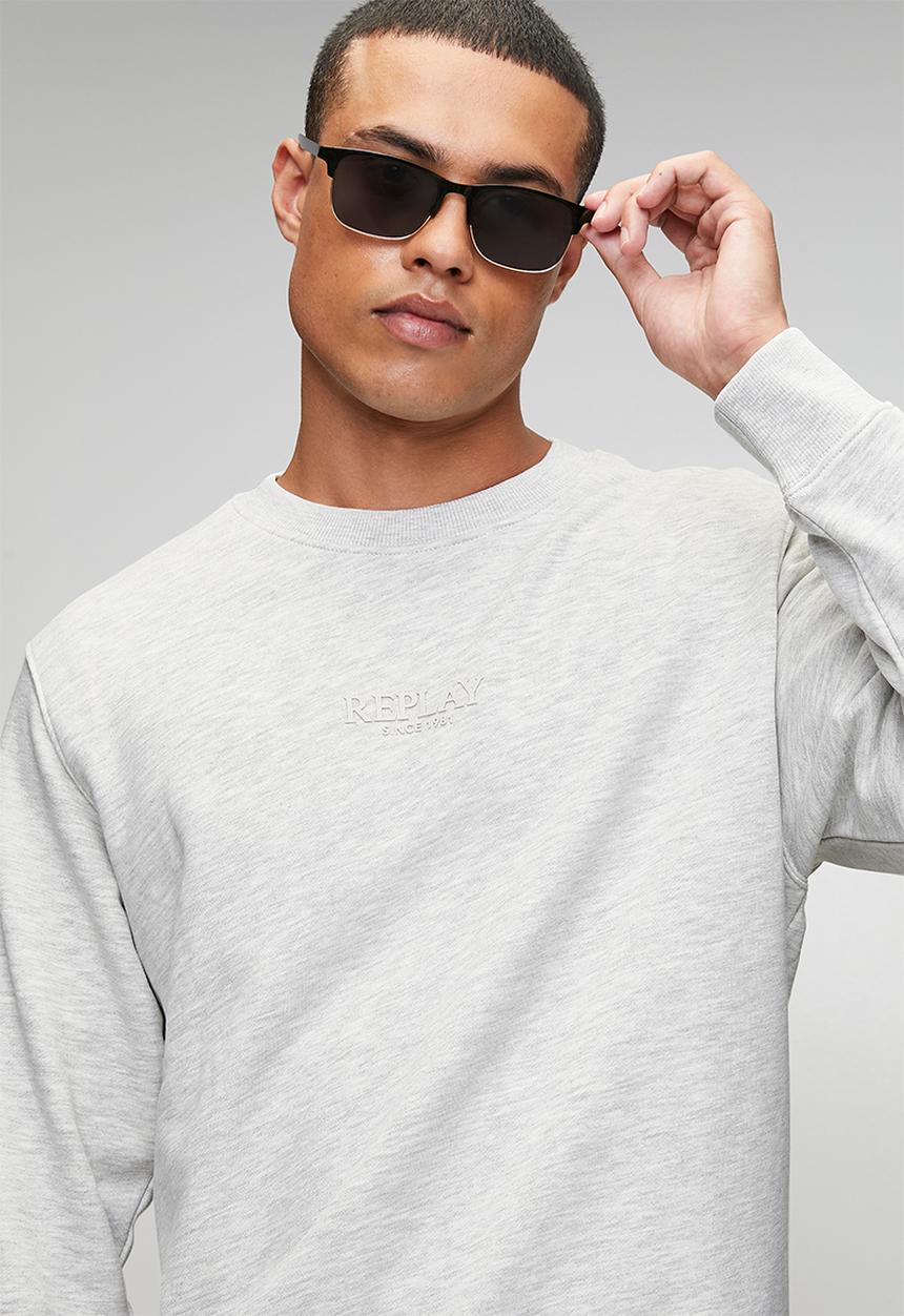 Replay - Cotton Terry Fleece Sweater - Grey