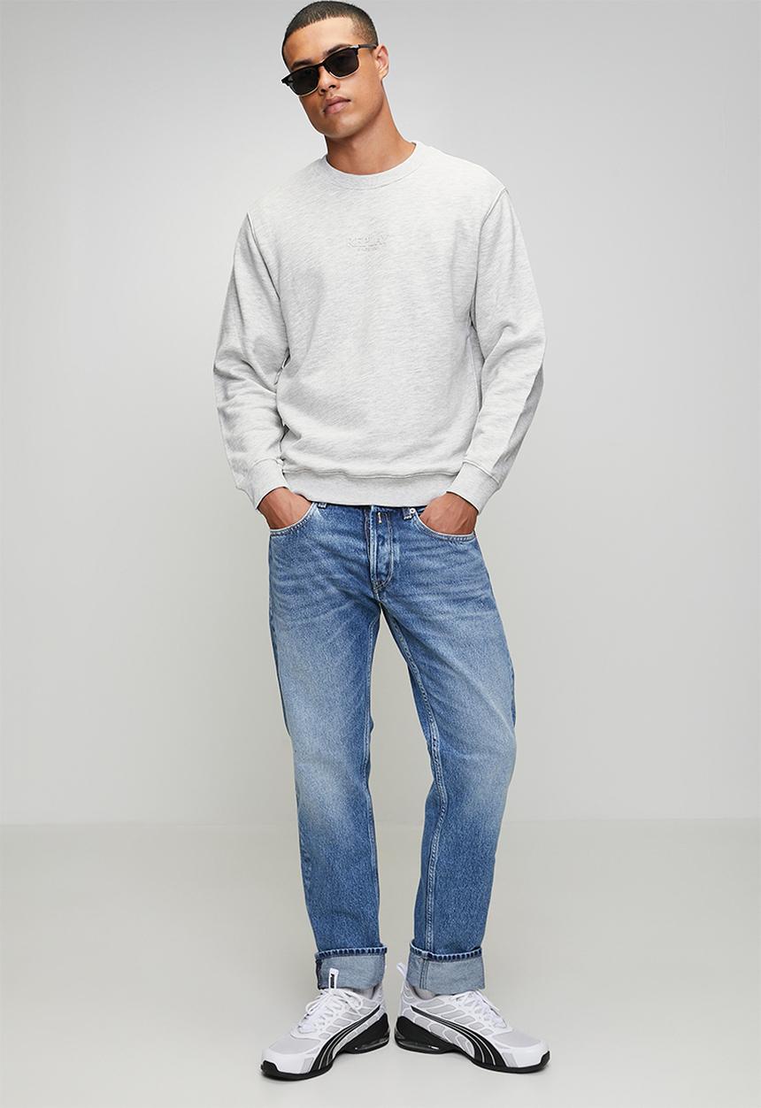 Replay - Cotton Terry Fleece Sweater - Grey