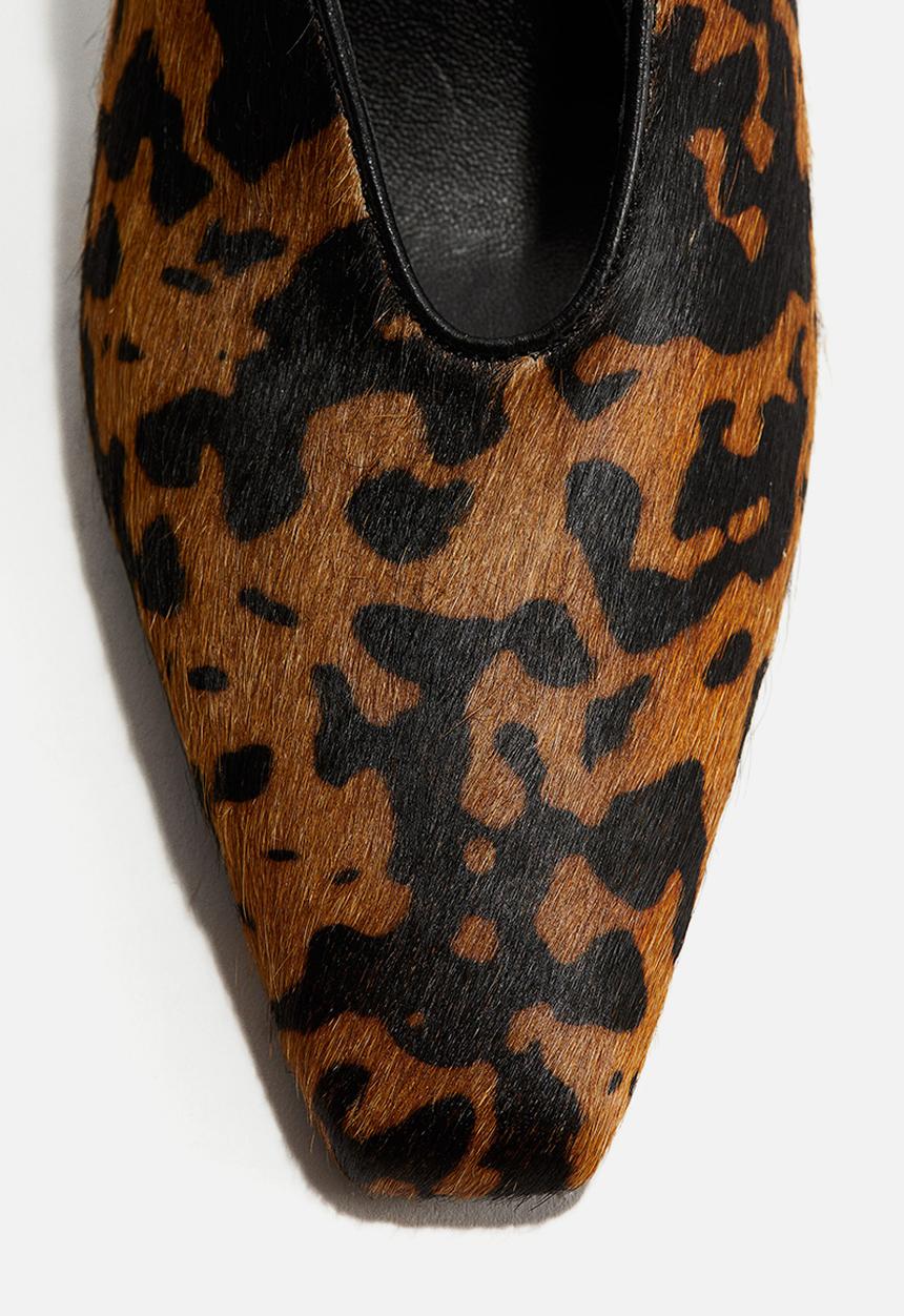 H&M - Heeled leather slingbacks - brown/faux leopard