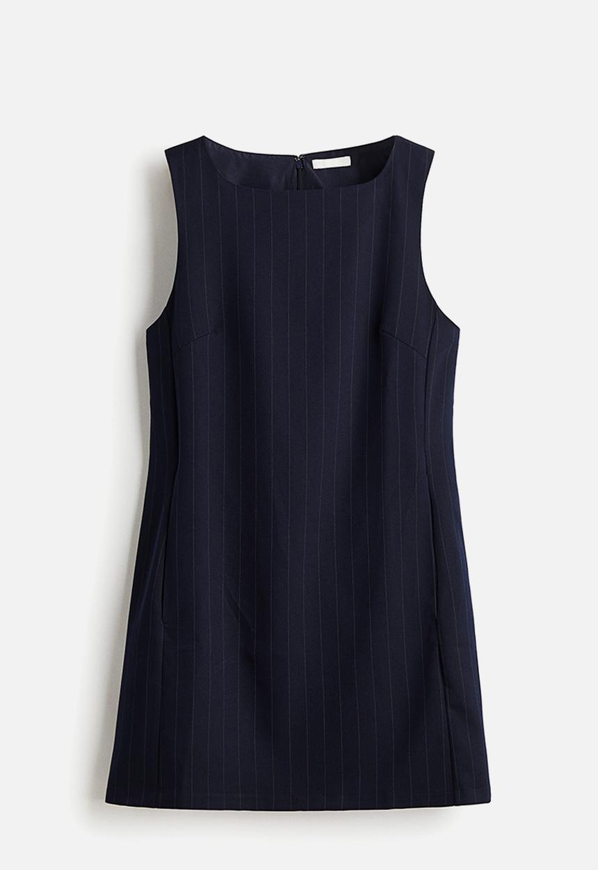 H&M - Shift dress - navy blue/pinstriped
