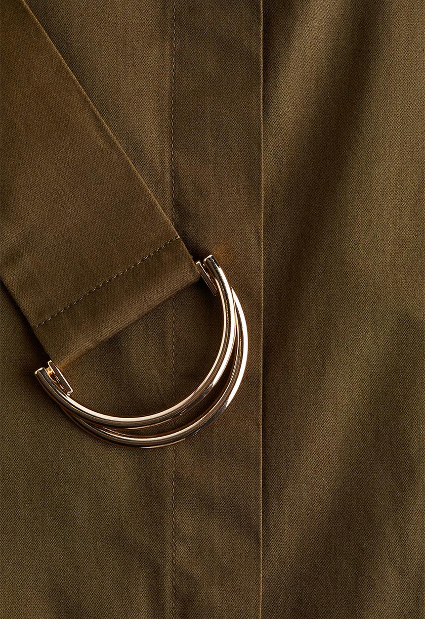 H&M - Belted poplin shirt dress - khaki green
