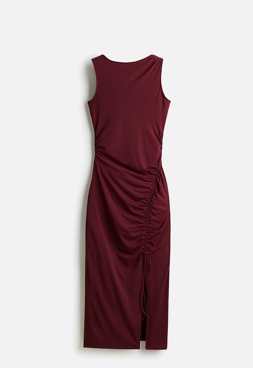 H&M - Drawstring-detail dress - burgundy 