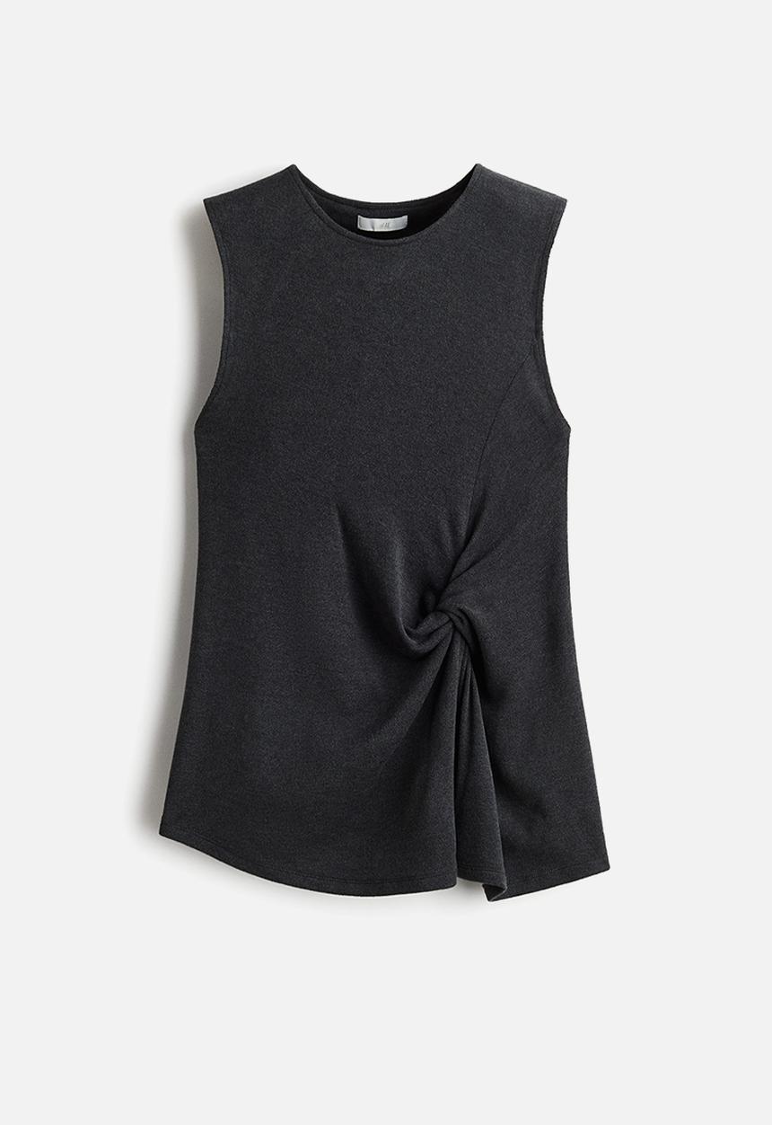 H&M - Twist-detail vest top - dark grey marl