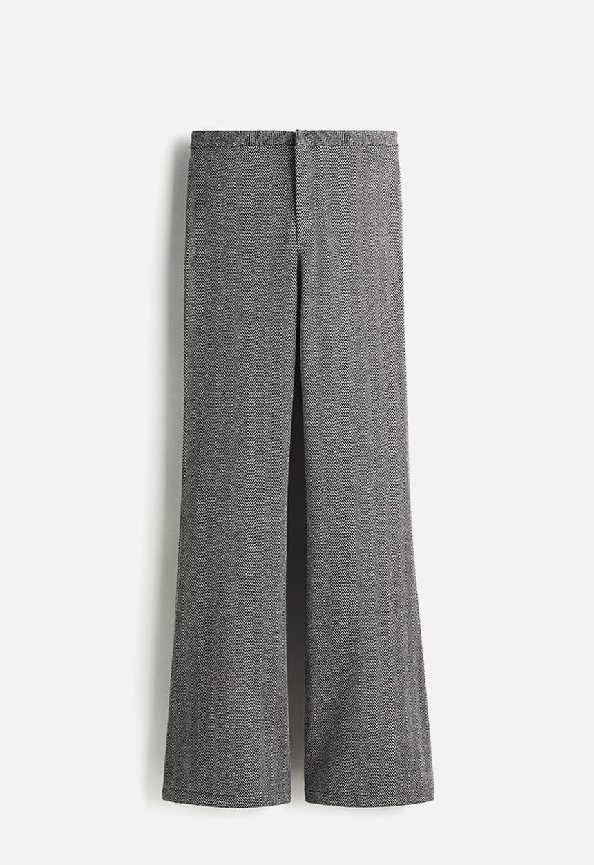 H&M - Flared trousers - black & grey patterned