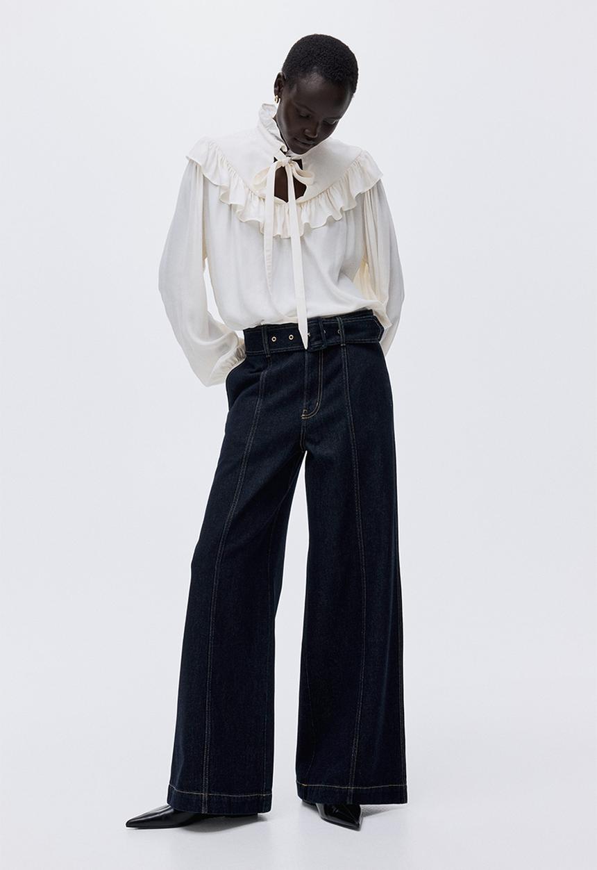 H&M - Wide high jeans - dark denim blue