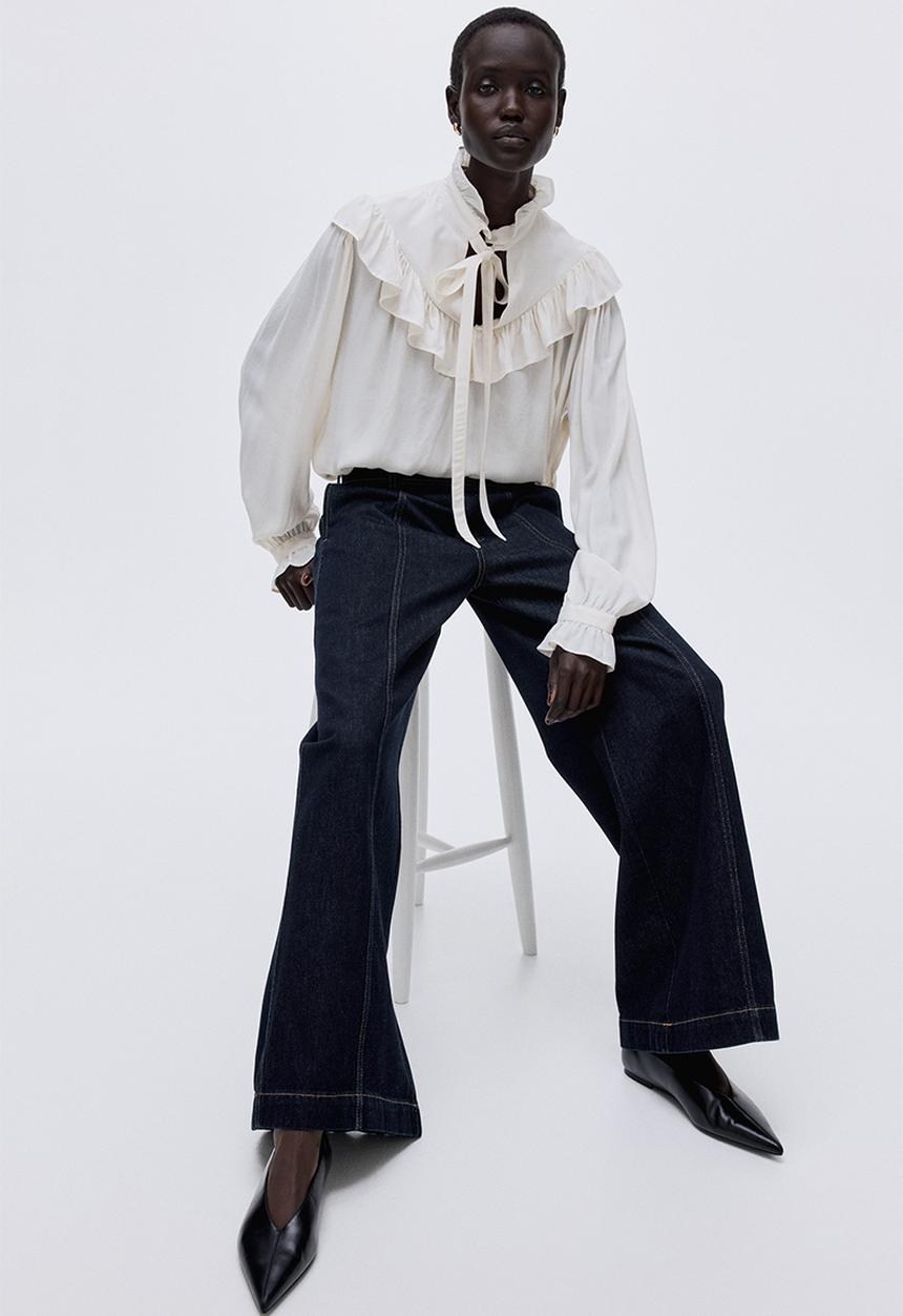 H&M - Wide high jeans - dark denim blue