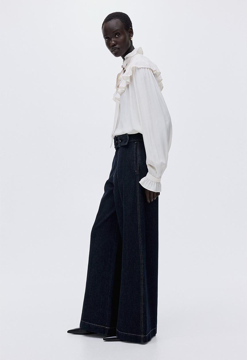 H&M - Wide high jeans - dark denim blue