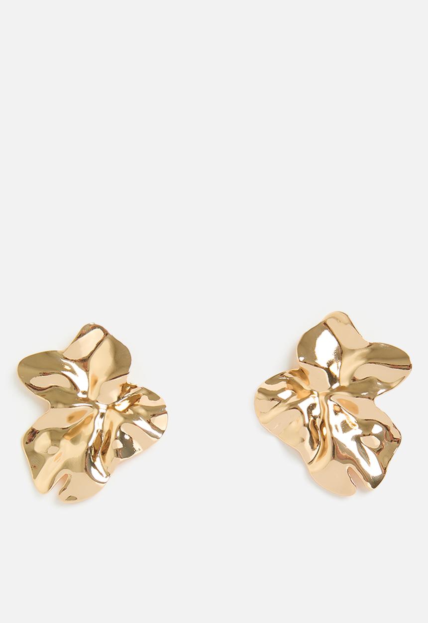 Tessa Design - Denali Abstract Leaf Pin Earrings - Gold
