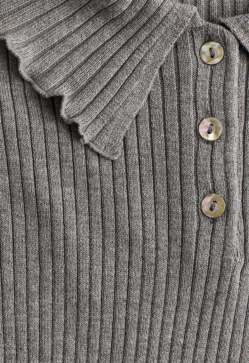 H&M - Rib-knit polo jumper - grey marl