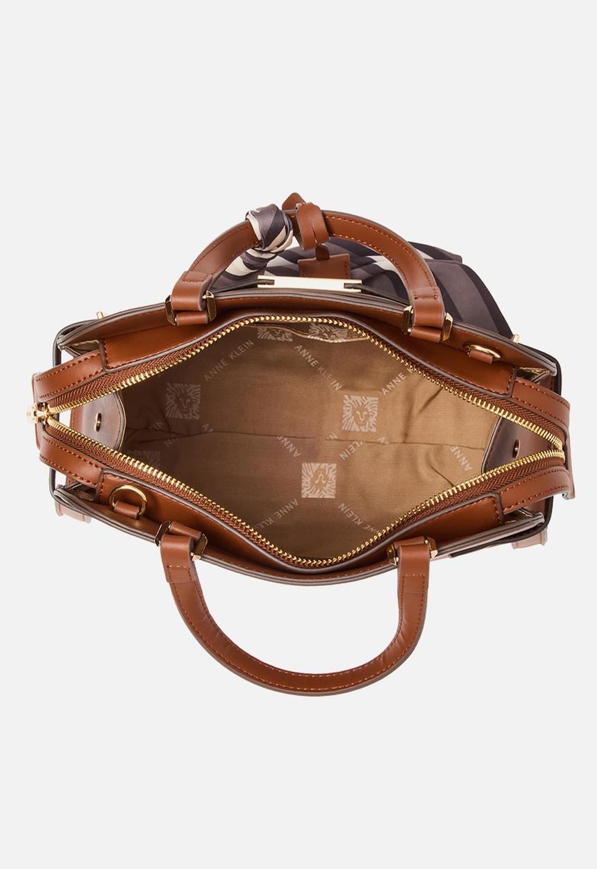 Anne Klein - Cambodia Medium Satchel W/ Detachable Strap Bag -Tan/Cream