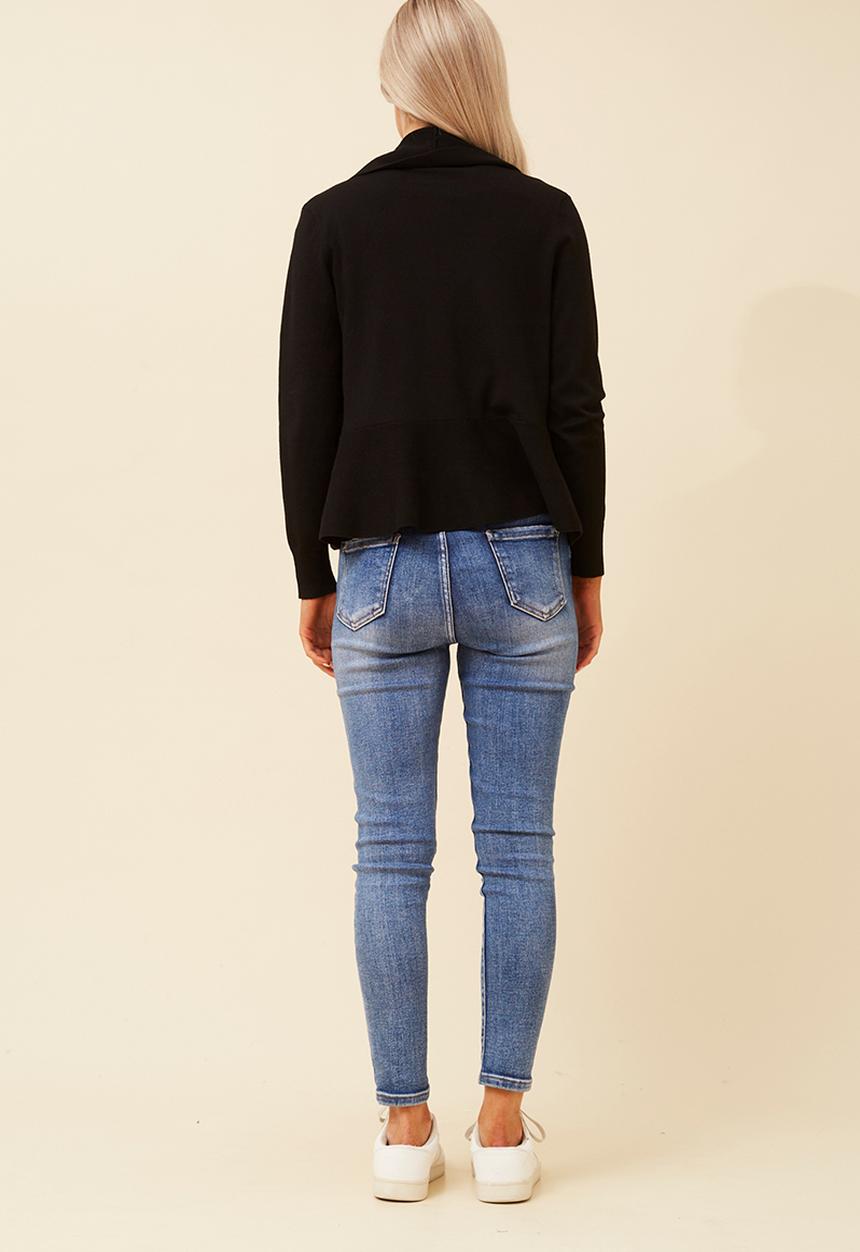 Stella Morgan - Long Sleeve Waterfall Knitwear Cardigan - Black