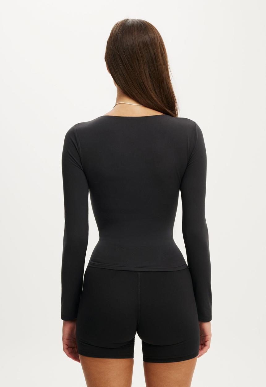 Cotton On - Ultra Soft Scoop Neck Long Sleeve - Black