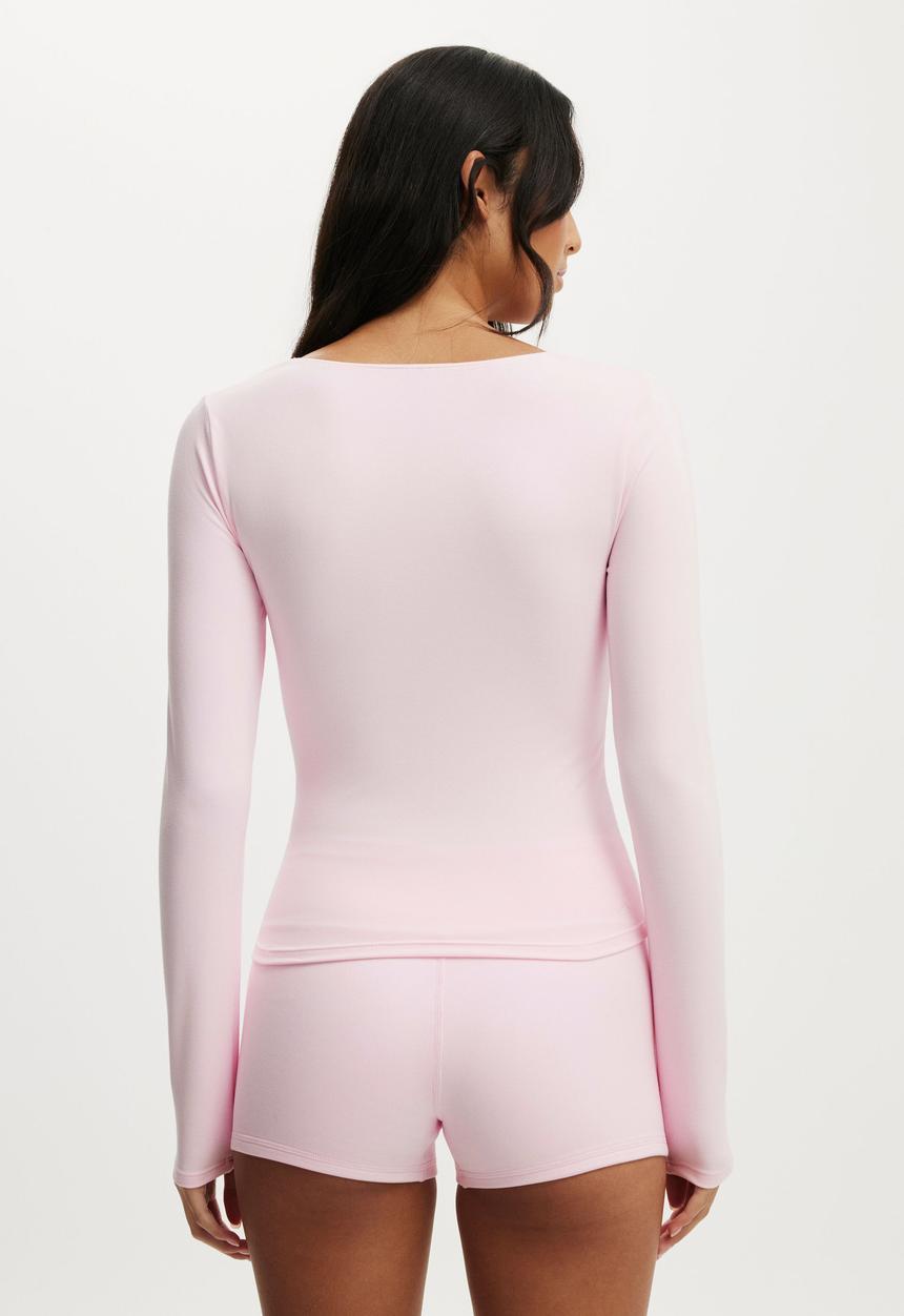 Cotton On - Ultra Soft Scoop Neck Long Sleeve - Cherry Dream