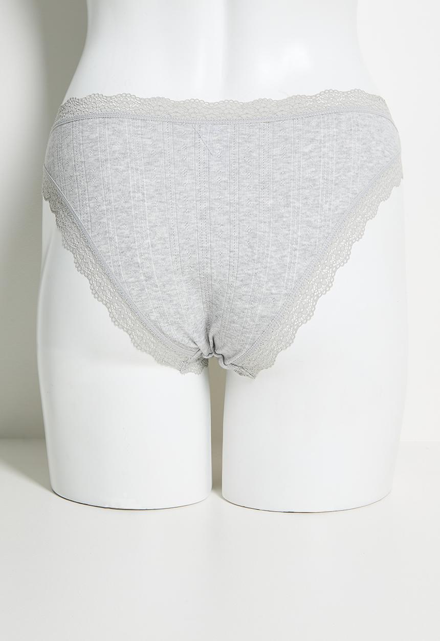 Cotton On - Organic cotton lace bikini brief 3 pack - black/grey marle/butterscotch marle