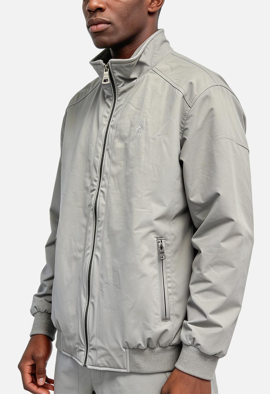 POLO - Donald Long Sleeve Badge Harrington Jacket - Grey
