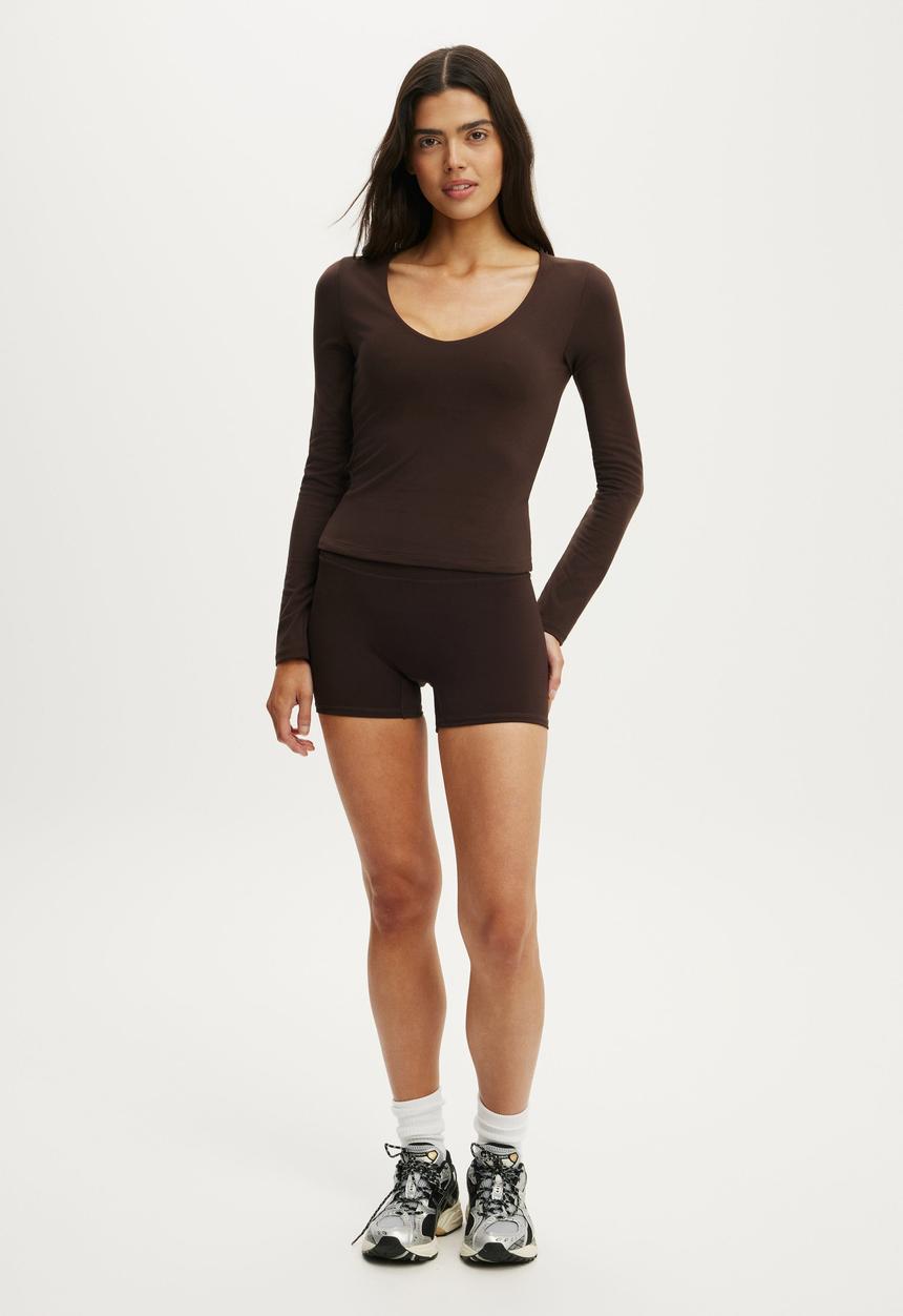 Cotton On - Ultra Soft Scoop Neck Long Sleeve - French Roast