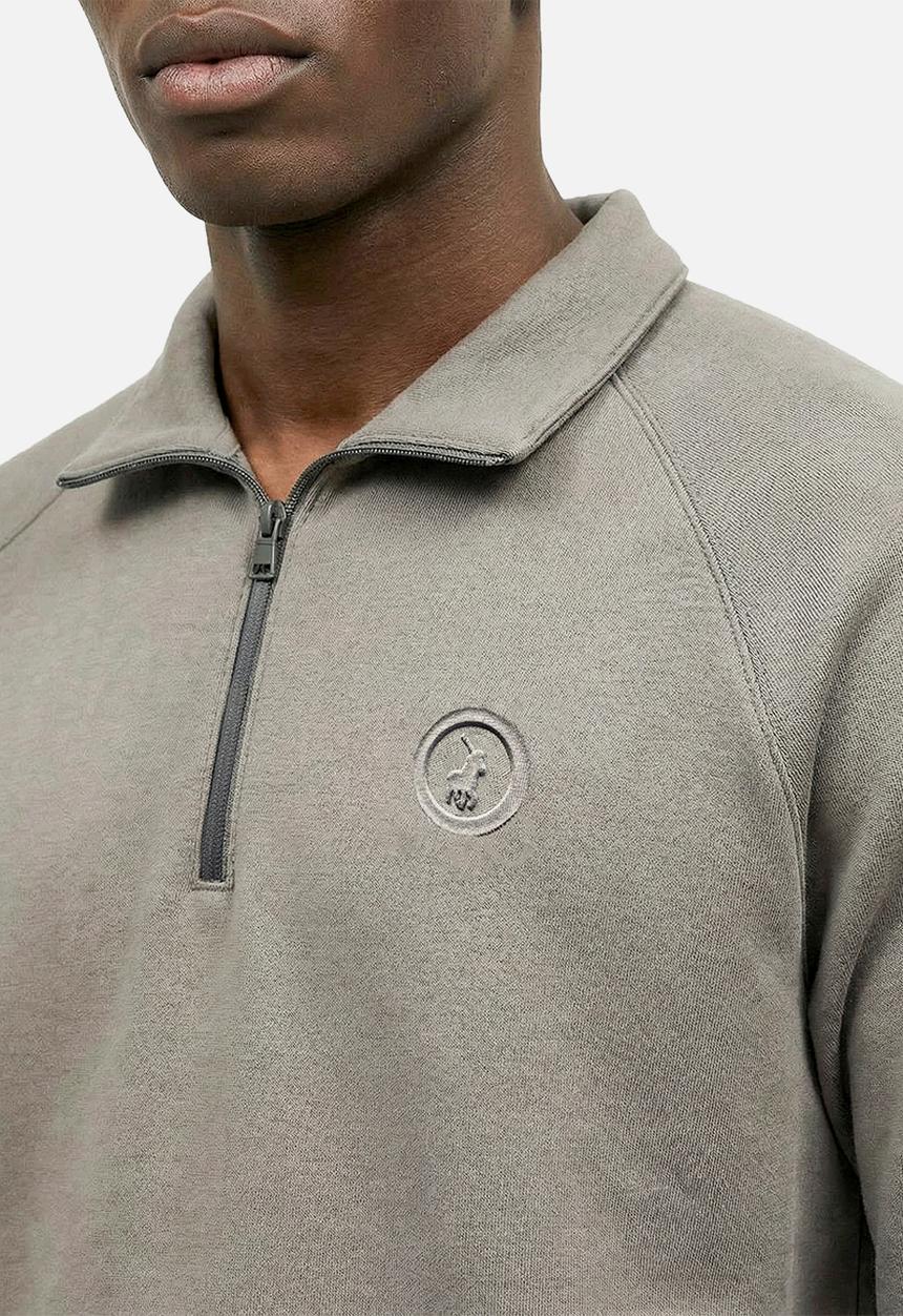 POLO - Thulani Sport Long Sleeve 1/4 Zip Sweat Top - Charcoal