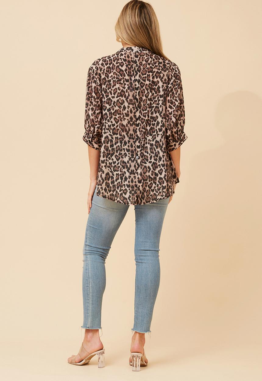 Izabel London - Half Sleeve Easy Wearing Batwing Sheer Blouse - Chocolate