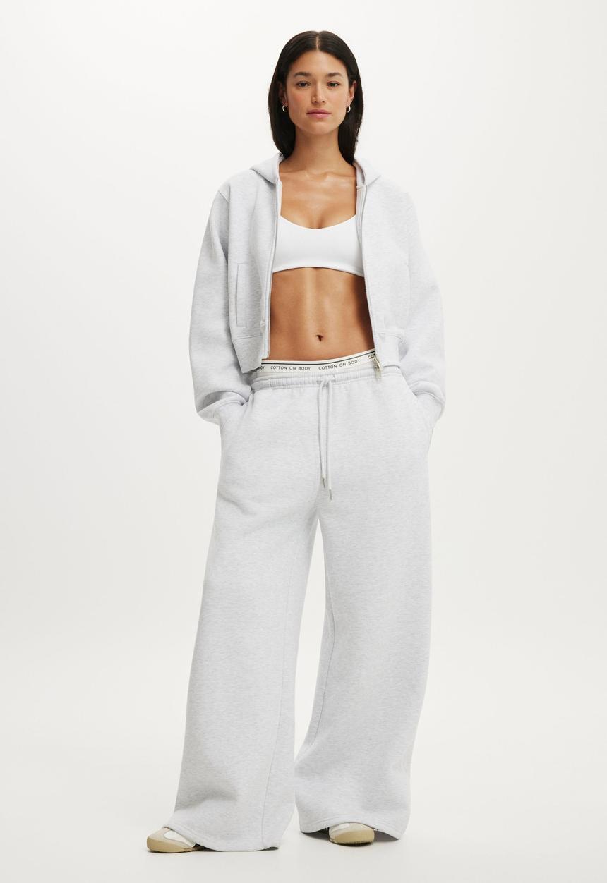 Cotton On - Plush Relaxed Zip Through Hoodie - Cloudy Grey Marle