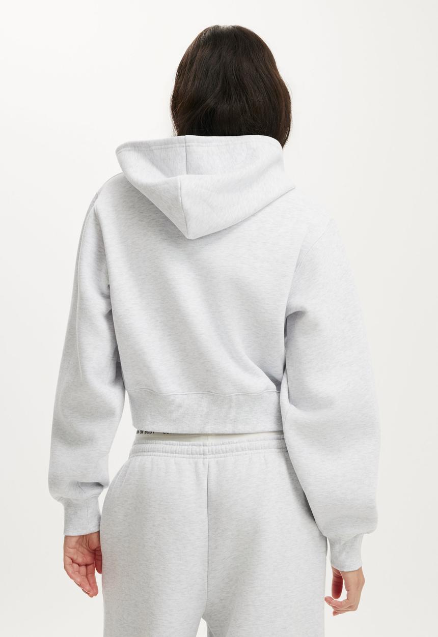 Cotton On - Plush Relaxed Zip Through Hoodie - Cloudy Grey Marle